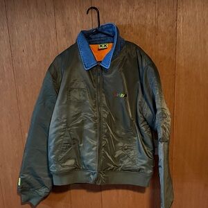 Supervsn Olive Green Contrast Flight JACKET  Blue  Collar